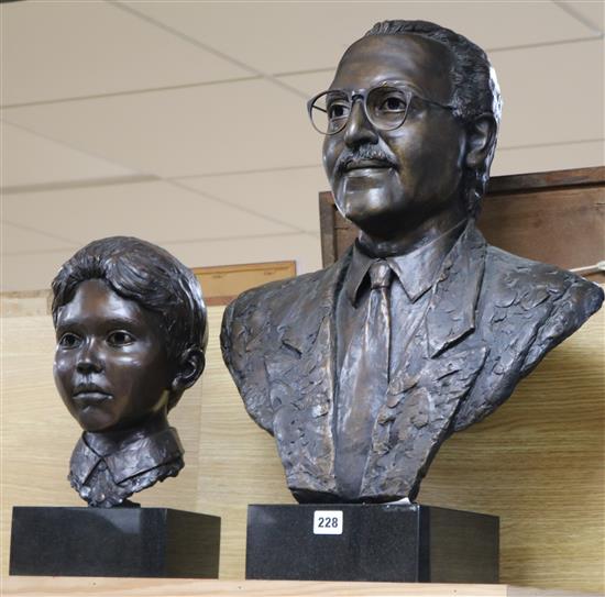 Nagla. Two bronze busts of Saudi Crown Prince and his son